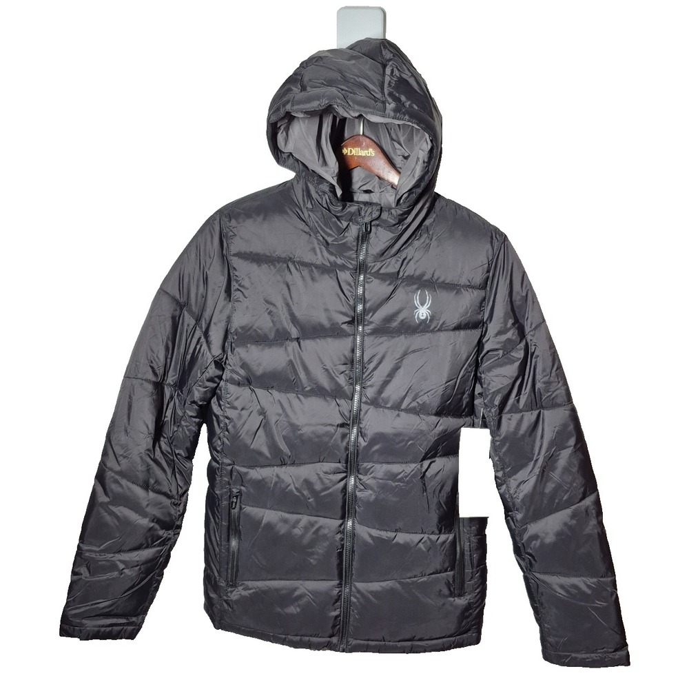 Spyder Nexus  Hooded Puffer ThermaWEB Jacket Mens S  Black Water Resistant NEW